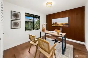 Bedroom #3 on the main level. Currently staged as an offce.