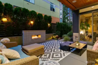 Outdoor oasis with gas-piped fireplace, infrared heaters, surround sound sys