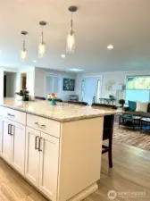 Expansive quartz topped island is great for entertaining