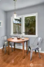 Cozy nook for easy dining witoutlook. This Charming eating nook with Heritage Sequoia backdrop.