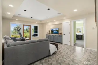 Large Rec Room downstairs, opens onto a patio