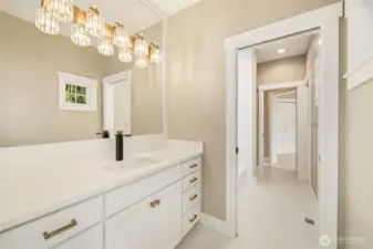 Jack & Jill Bathroom w/ two vanities.