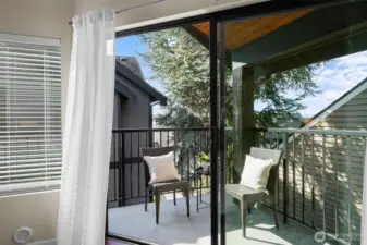 Covered view deck off the living room.