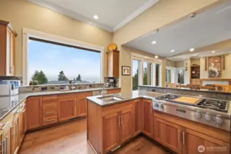 The bay and Island views from the kitchen are stunning...even on a cloudy, rainy day!