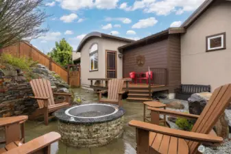 This is the deck and patio just off the office. This area would get the morning sunshine and afternoon shade.