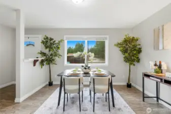 From the moment you walk in, the dining area feels bright, welcoming, and connected.