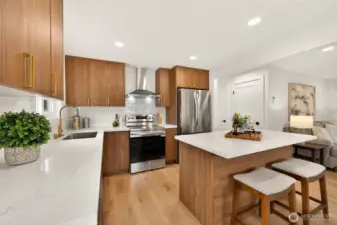 Designer Kitchen with eating space.