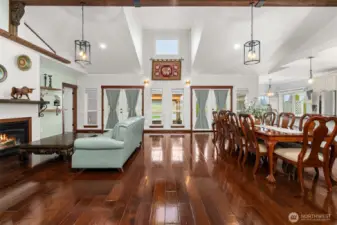 Double french doors leading to back deck.