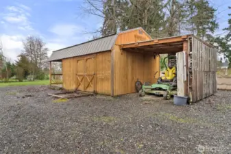 Storage area with extra covered area.