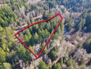 Overhead view with approximate boundaries in red.