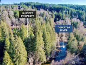 Approximate locations of river in relation to property.