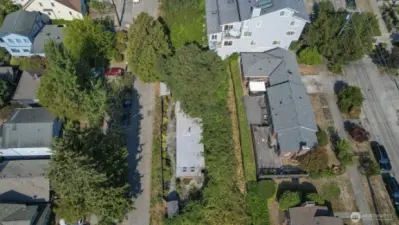 Drone view of Main (south) home looking north, top of photo.