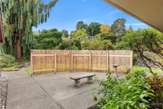 Front yard with private patio.