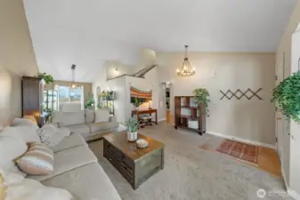 Living Room, looking into Dining area and hall to garage