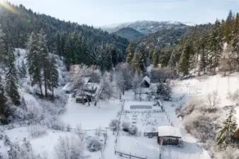 Magnificent SNOW setting, with 20-acres, buffered by US Forest Service Land to the east.