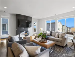 Huge windows and stunning gas fireplace