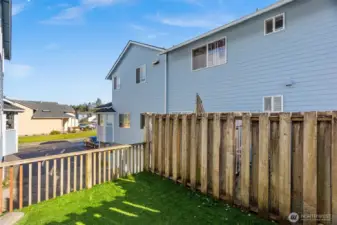 Private deck with astro-turf off your main living area.