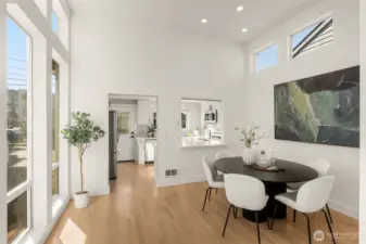 Floor to ceiling windows that give you light but maintain privacy. Neighboring home has minimal windows pointing at this area.