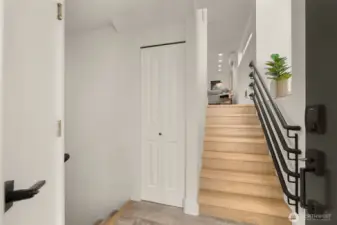 All the perks of storage and real functionality. An honest to goodness coat closet and main floor garage entrance.