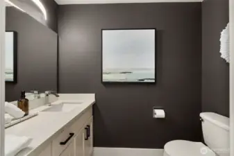 Powder room for your guests off the laundry, close to it all with a sense of privacy