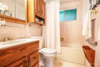 A full bath is conveniently located in the main hall.