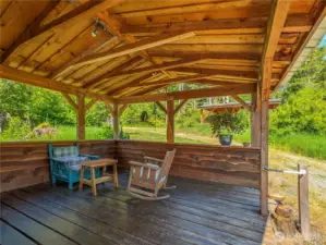 Main House covered deck looking toward covered parking