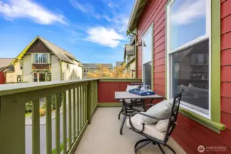 Balcony with room for dining al fresco.