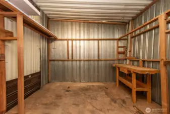 Inside the storage shed