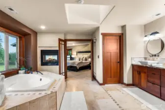 Soak in Mount Rainier views from every window of the primary suite