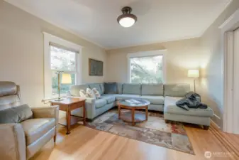 Big open floor plan with beautiful hardwood flooring.