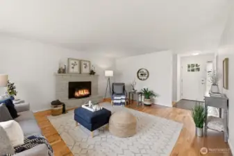 Gather in the spacious living room.