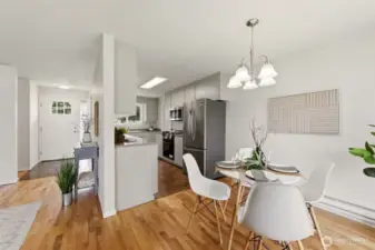 This view shows the location of the entry door relative to the kitchen.