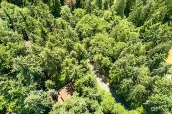 Aerial view of site and road.