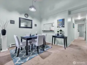 Pass through window from the kitchen to dining area
