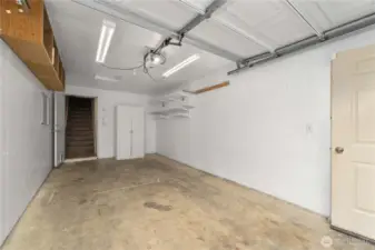 Private garage with workspace.