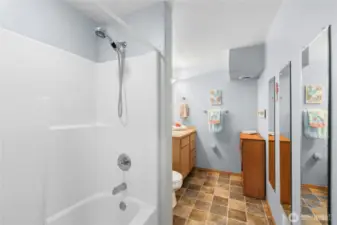 An added touch of comfort and function, this full lower-level bath supports effortless guest stays and provides an essential amenity for extended or independent living.