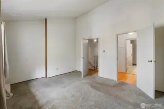 Primary bedroom with pass through closet to bathroom