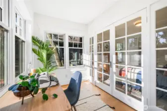 French doors lead into the front bedroom.