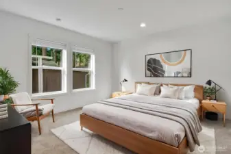 primary with adjacent bath and walk in closet