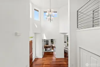 The foyer highlights the modern flair