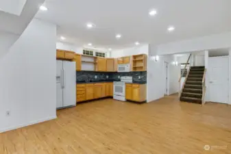 Bottom level kitchen and living area.
