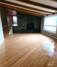 Large living room with fireplace