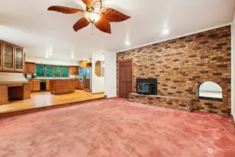 Family room with woodstove.