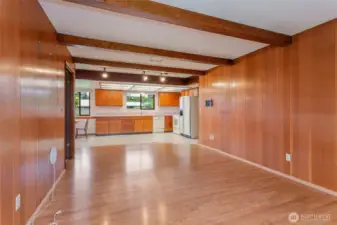 Looking from great room into kitchen