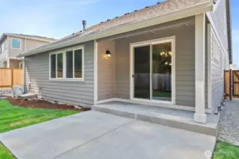 Extended patio for additional outdoor space.