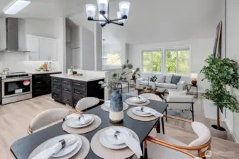 Vaulted ceilings and volume throughout main living area.
