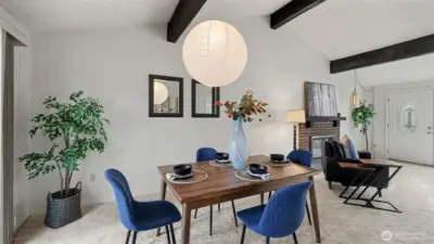 Host dinners and gatherings in this open dining area with easy indoor flow