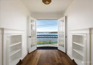 Special built-ins wheel open for tons of attic space
