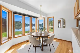 Lovely breakfast area looking out to the lake.