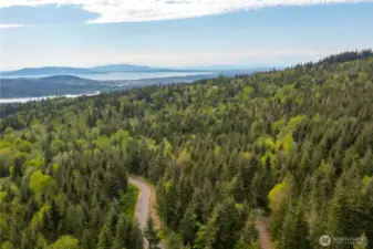 Aerial View from Lot 11 looking towards Lake Whatcom, Bellingham, Bay, & Islands